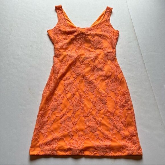 Charlotte Rusee Women's Halter Mini Dress Bright Orange Size Medium - Picture 3 of 8
